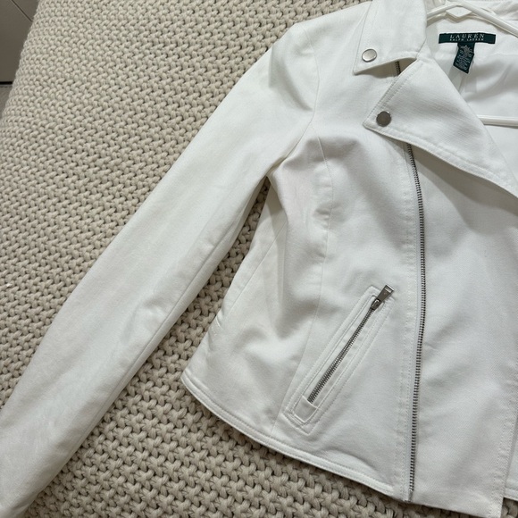 SZ 4 - Ralph Lauren White Women's Moto Jacket—fully lined - Picture 9 of 12